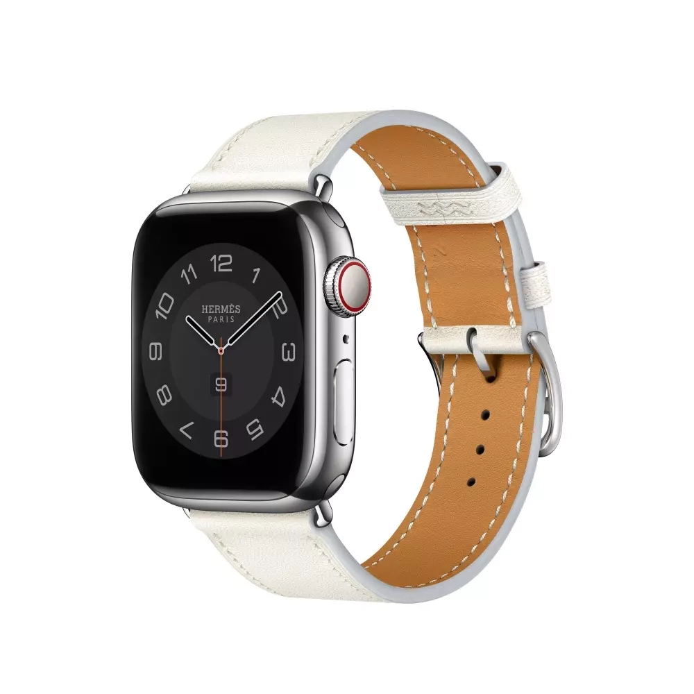 Apple Watch Series 8 Hermes 45mm, классический кожаный ремешок белого цвета
