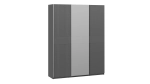 Шкаф-купе Оскар Хилтон 3-х дверный с зеркалом 177 серый графит / графит матовый / ручка серебро