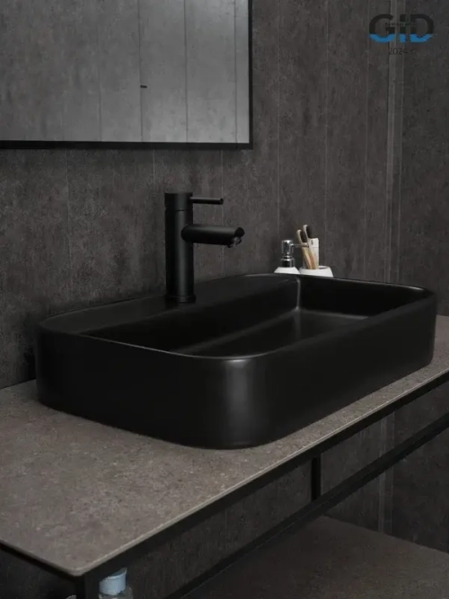 Раковина накладная Gid 600x400, черный матовый