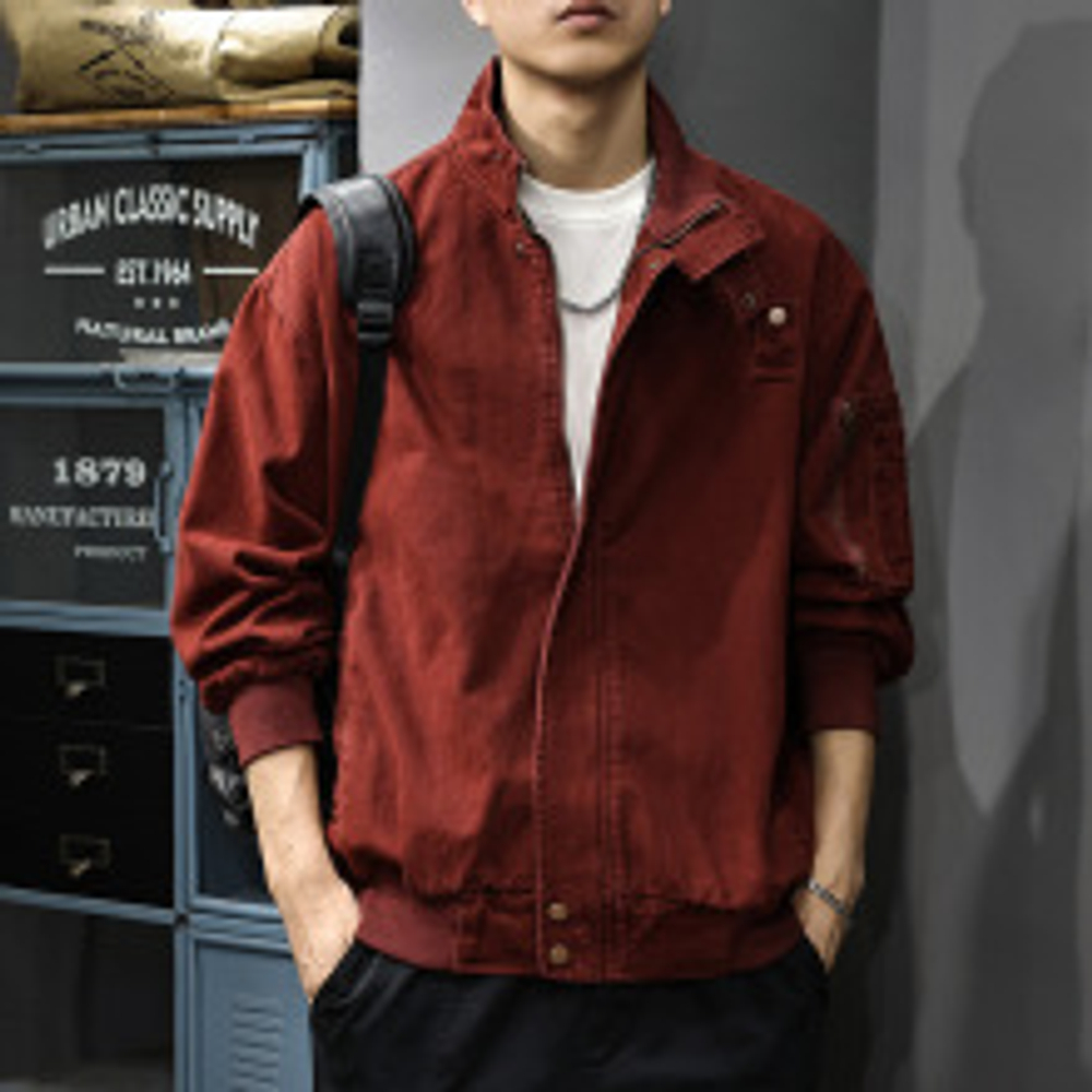 Хлопковая рабочая куртка с воротником-стойкой, мужская ретро-вышитая американская повседневная охотничья свободная куртка,Осень-зима