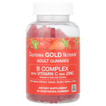 California Gold Nutrition, жевательная добавка с витаминами группы B, витамином C и цинком, натуральный клубничный вкус, 90 вегетарианских жевательных таблеток