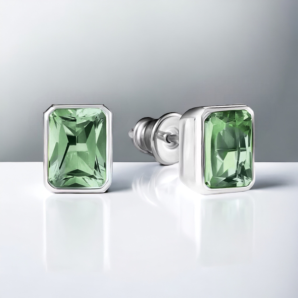 Серьги Октагон с зеленым кварцем