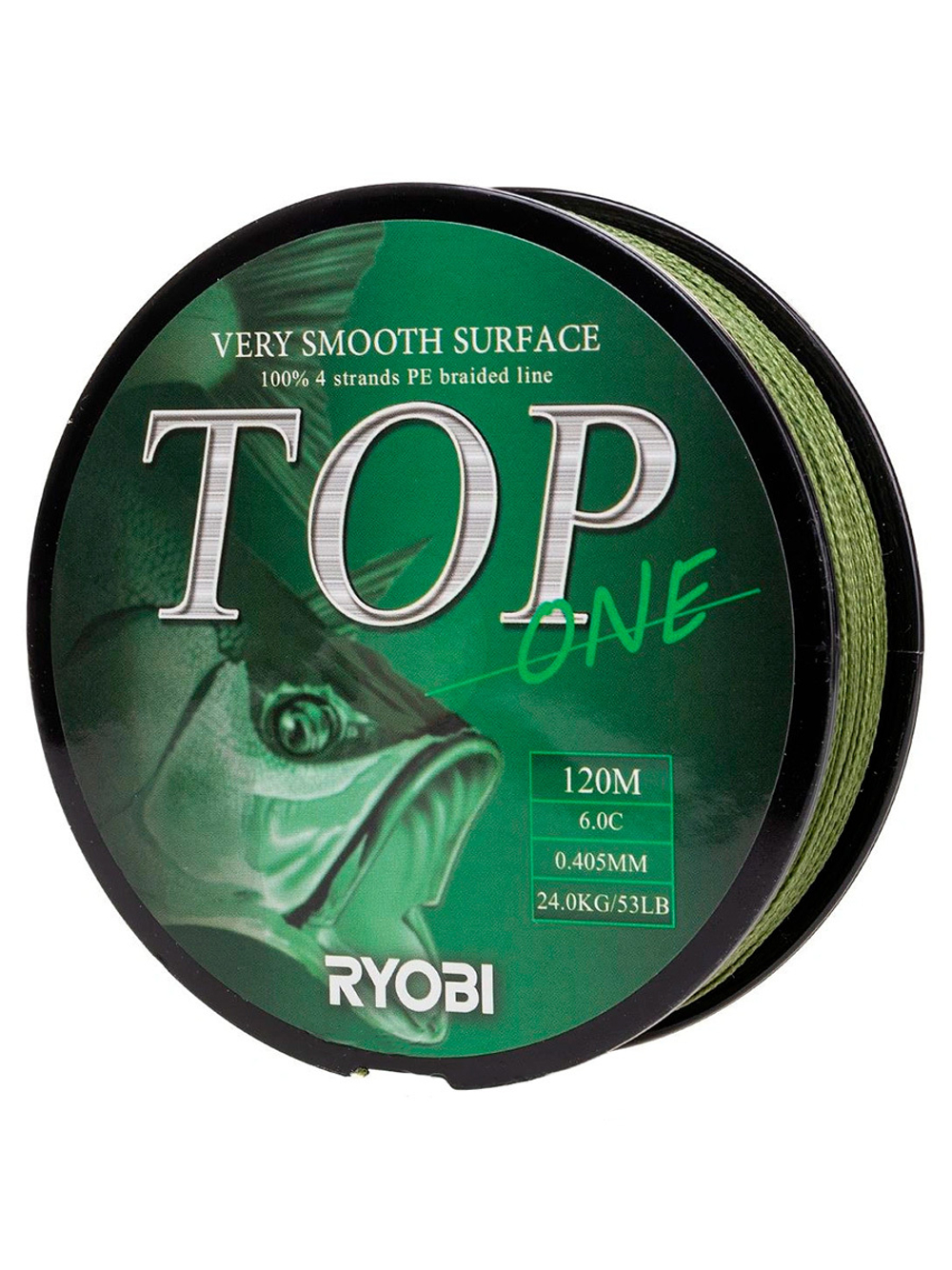 Шнур плетеный для рыбалки Ryobi TOP PE4X-120M Dark green 0.6/d-0.128mm