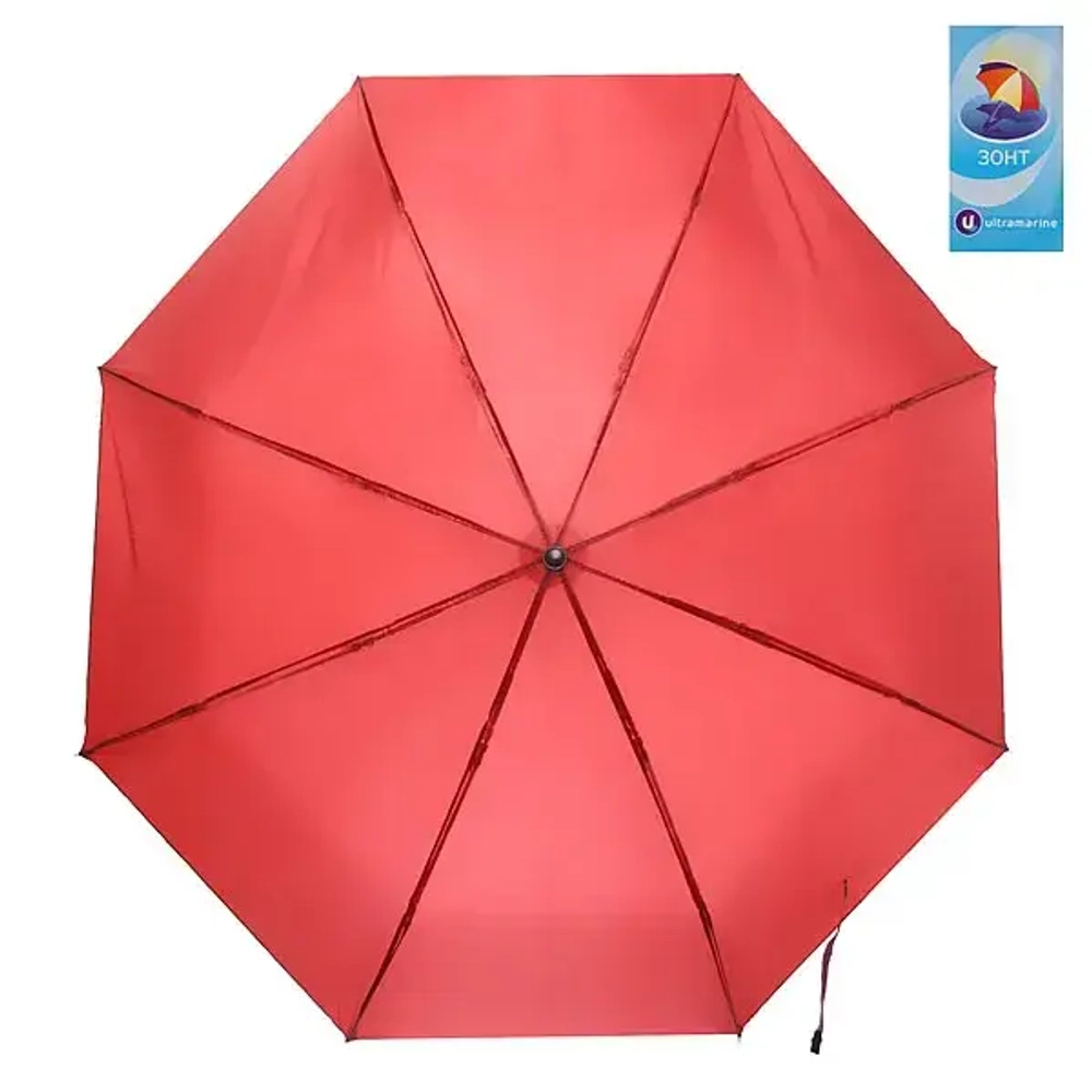 Зонт женский механический «Ультрамарин», цвет бордовый, 8 спиц, d-97см, длина в слож. виде 24см