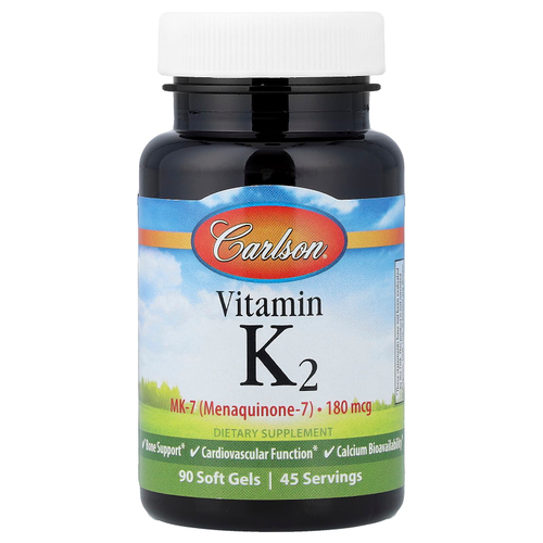 Carlson, витамин K2, 90 капсул (90 мкг в 1 капсуле)