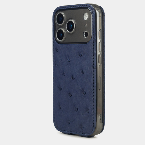 Чехол для iPhone 17 Pro - кожа страуса, синий