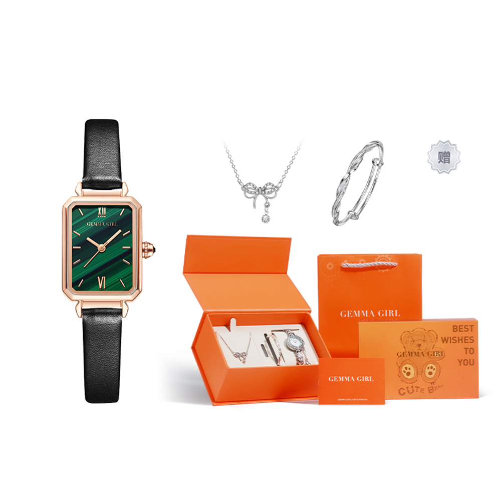 GEMMA GIRL Quartz Movement Steel Strap Watch Women"s Watch Green Dial