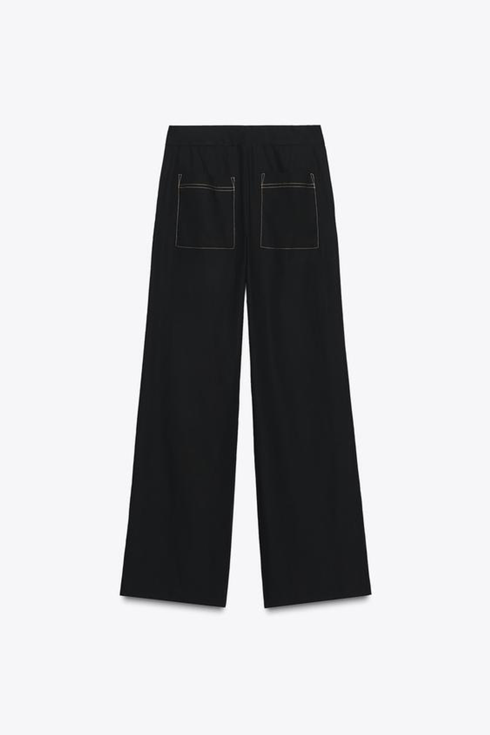 ZARA ПРЯМЫЕ БРЮКИ С КОНТРАСТНОЙ ОТСТРОЧКОЙ, ЧЕРНЫЙ