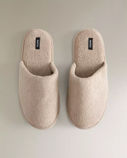 ZARA HOME МАХРОВЫЕ ТАПОЧКИ, БЕЖЕВЫЙ
