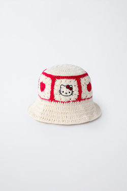 ZARA ПАНАМА КРОШЕ HELLO KITTY © SANRIO, ЭКРЮ