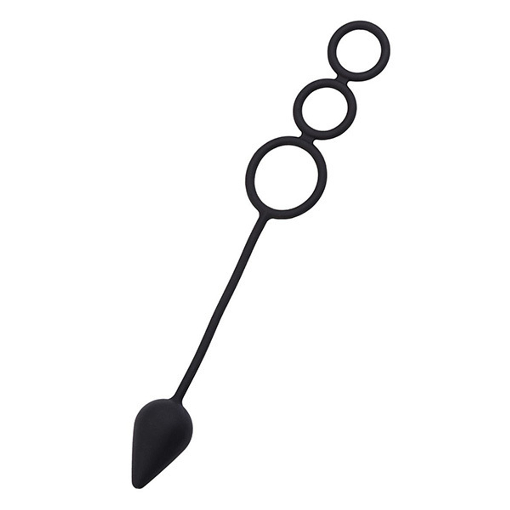 Тройное эрекционное кольцо 3см и 4см с анальным хвостом Erotist Toys Anal Plag with Cock Ring Drop Size M