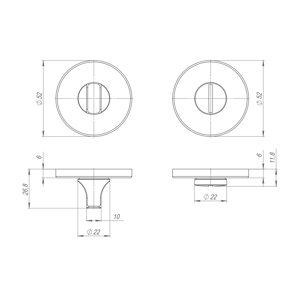 Ручка поворотная BK6.R.ARC.R52 (BK6 ARC) SSC-16 сатин.хром