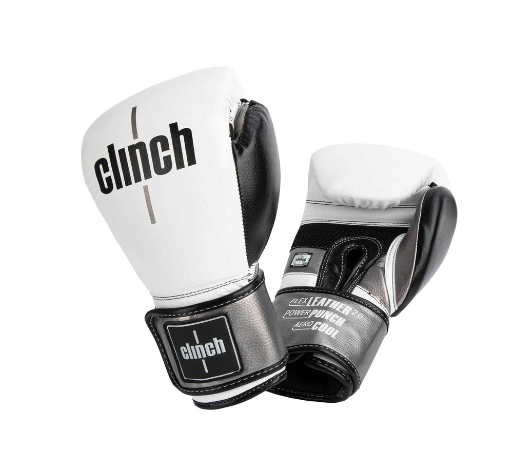 Перчатки боксерские Clinch Punch 2.0 бело-черно-бронзовые C141
