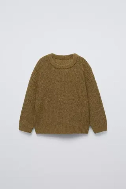 ZARA СВИТЕР ИЗ СМЕСОВОЙ ШЕРСТЯНОЙ ПРЯЖИ, ОЛИВКОВЫЙ