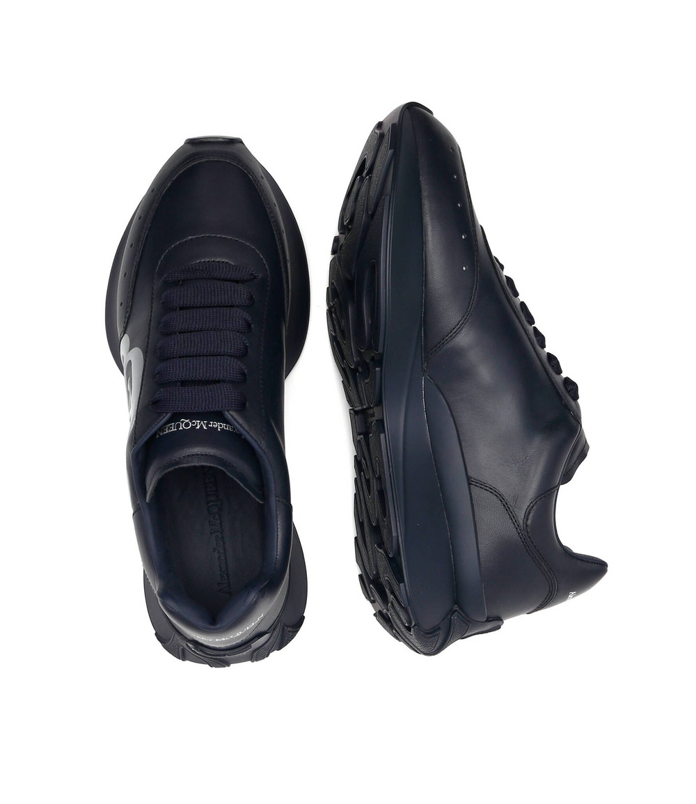 Кожаные кроссовки spitint Alexander McQueen - темно-синий(727377 WIC9I)