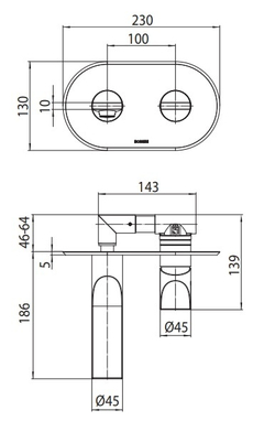 Bossini Apice смеситель для раковины, настенный, излив 180 мм с аэратором,без донного клапана, внешняя часть, без арт.Z00548, цвет хром