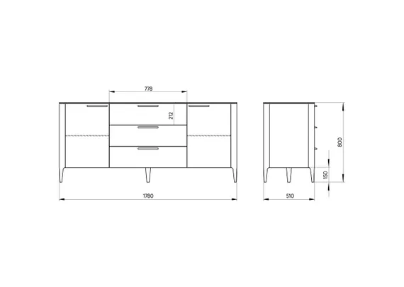Тумба Type oak 2 двери 3 ящика (серый)