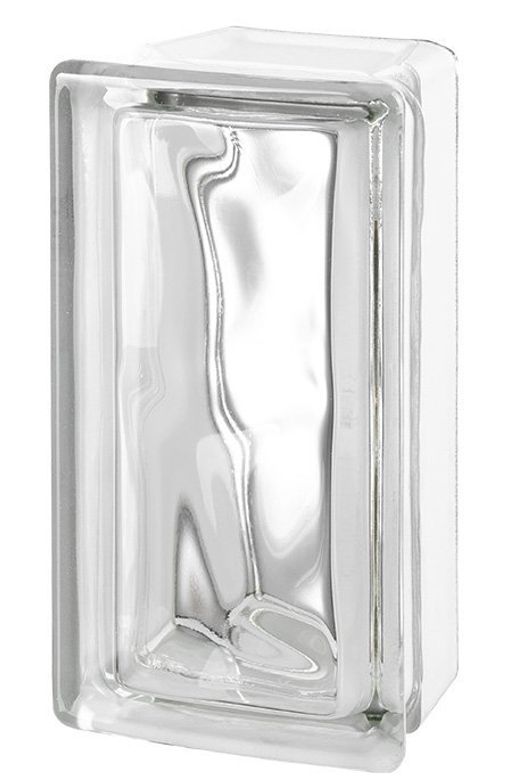 Купить Стеклоблок половинка бесцветный волна  для радиусных стен Vitrablok Allbend  19х9х8см.