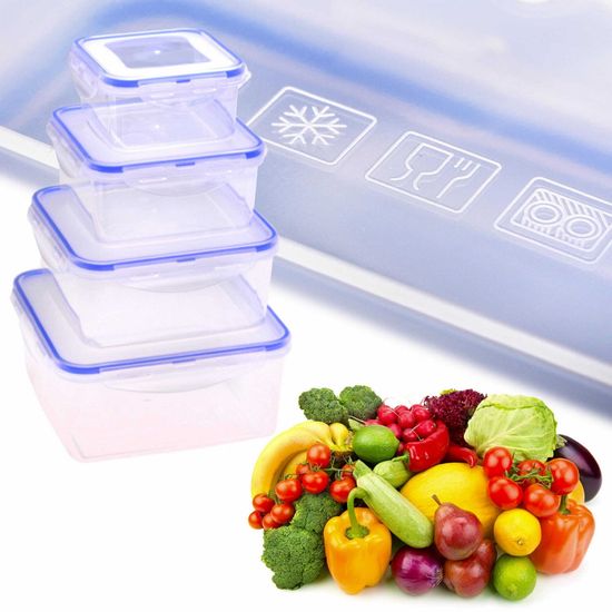 Набор герметичных контейнеров 4 шт. 0,4 л; 0,8 л; 1,35 л; 2 л. Kamille KM 20002 квадратные