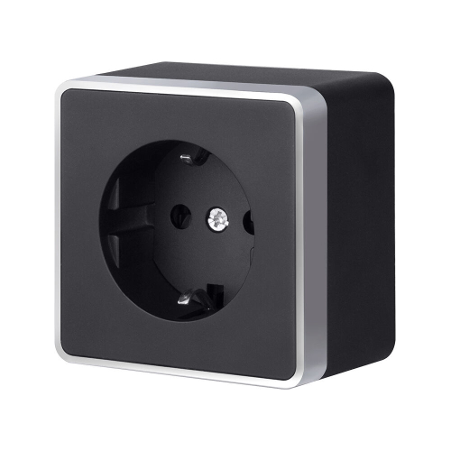 Розетка с заземлением Gallant черный с серебром W5071034 W5071034