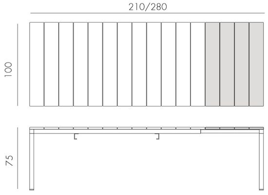 Стол металлический раздвижной Rio Alu 210 Extensibile цвет антрацит Nardi Италия