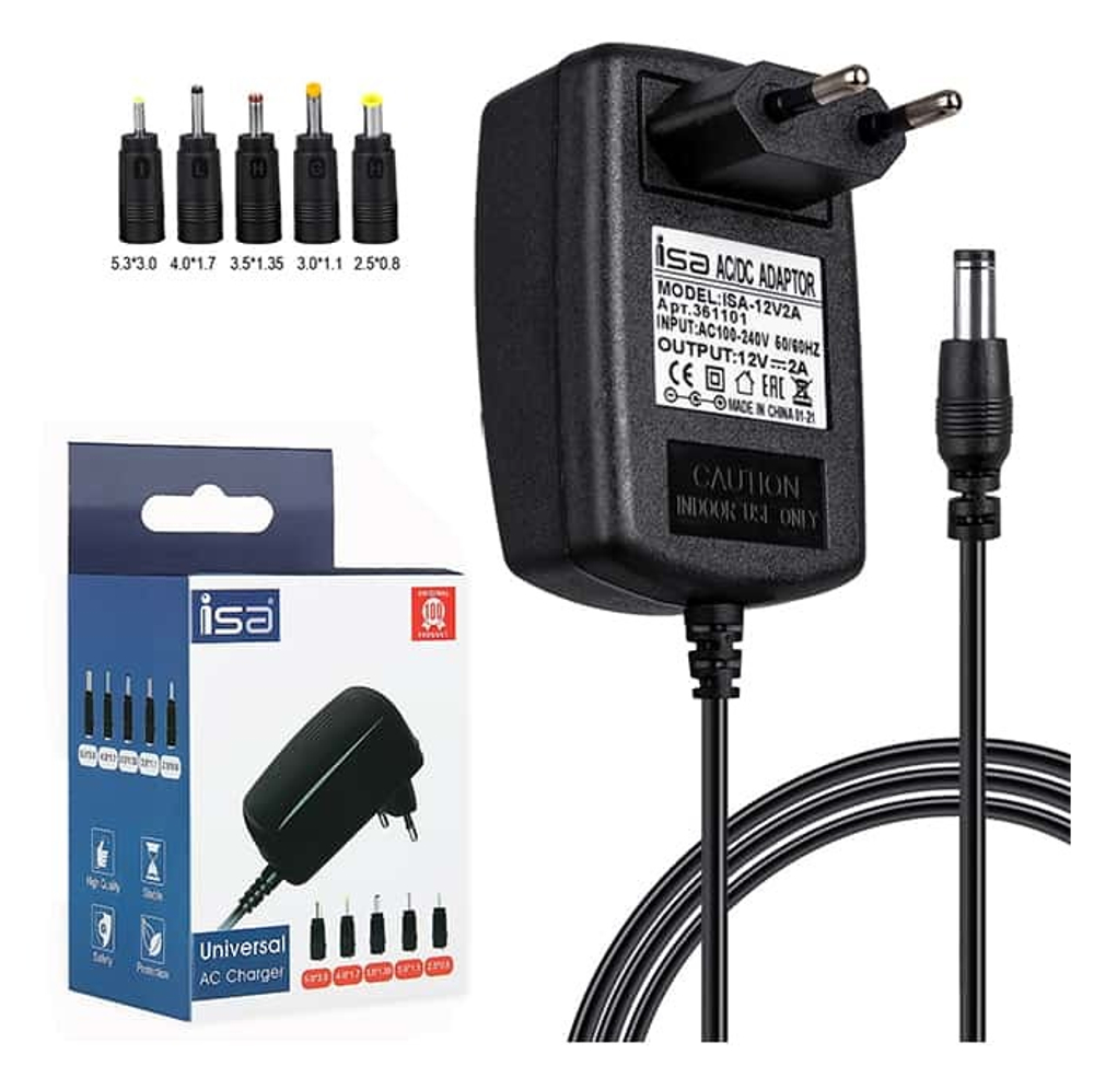 Сетевая зарядка IS 12V 2А (5.5*2.5) с адаптерами
