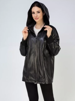 Кожаная куртка демисезонная с капюшоном