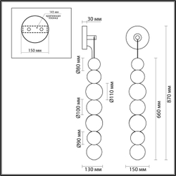 5007/13WL L-VISION ODL23 571 хром/прозрачный/металл/акрил Настенный светильник LED 13W 4000K 700Лм CRYSTAL