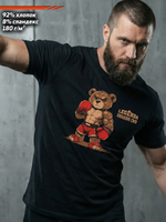 Футболка спортивная хлопковая мужская черная LEGENDA Плюшевая сила