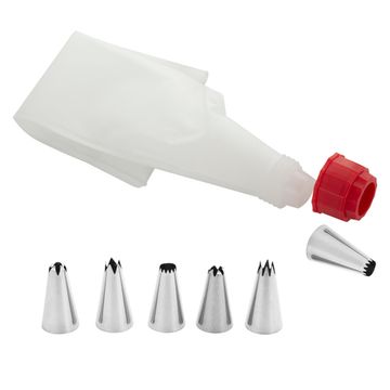 Кондитерский мешок с переходником и 6 стальными насадками Kamille KM-7779