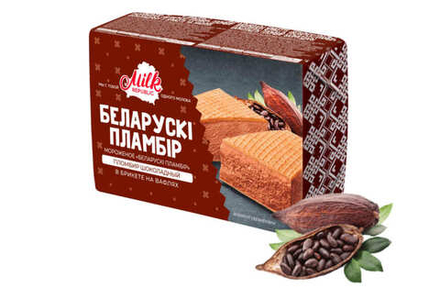 Мороженое брикет "Белорусский пломбир" на вафлях Шоколад 100г. Минск