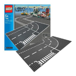 LEGO City: Т-образный перекрёсток и поворот 7281 — T-Junction & Curved Road Plates — Лего Сити Город