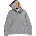 A Bathing Ape Bathing Ape Shark Pattern Hooded Zip Up Свитшот серый