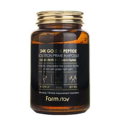 Сыворотка многофункциональная ампульная с золотом и пептидами FarmStay 24K Gold & Peptide Solution Prime Ampoule 250мл