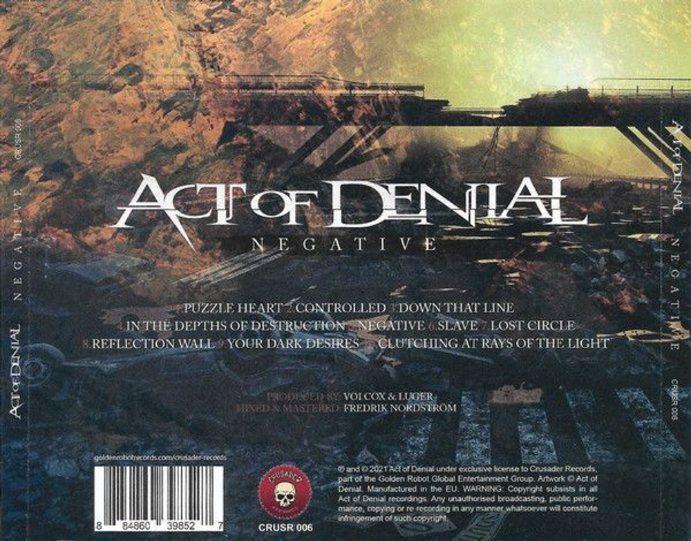 ACT OF DENIAL - Negative, музыкальный компакт диск, melodic death metal, SOILWORK, SEPTICFLESH, BENIGHTED