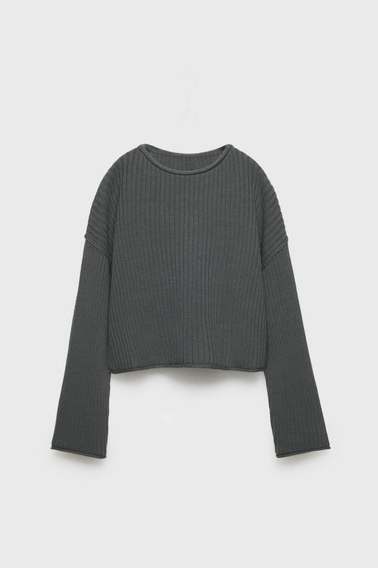 ZARA СВИТЕР В РУБЧИК, АНТРАЦИТОВЫЙ
