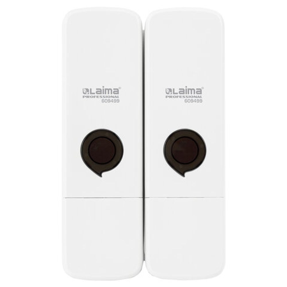 Дозатор двойной 2 х 0,3 л для жидкого мыла/шампуня/геля LAIMA PREMIUM, НАЛИВНОЙ, белый, ABS-пластик, 609499