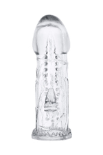 Прозрачная насадка на пенис с шипиками и коготком - 13,5 см.