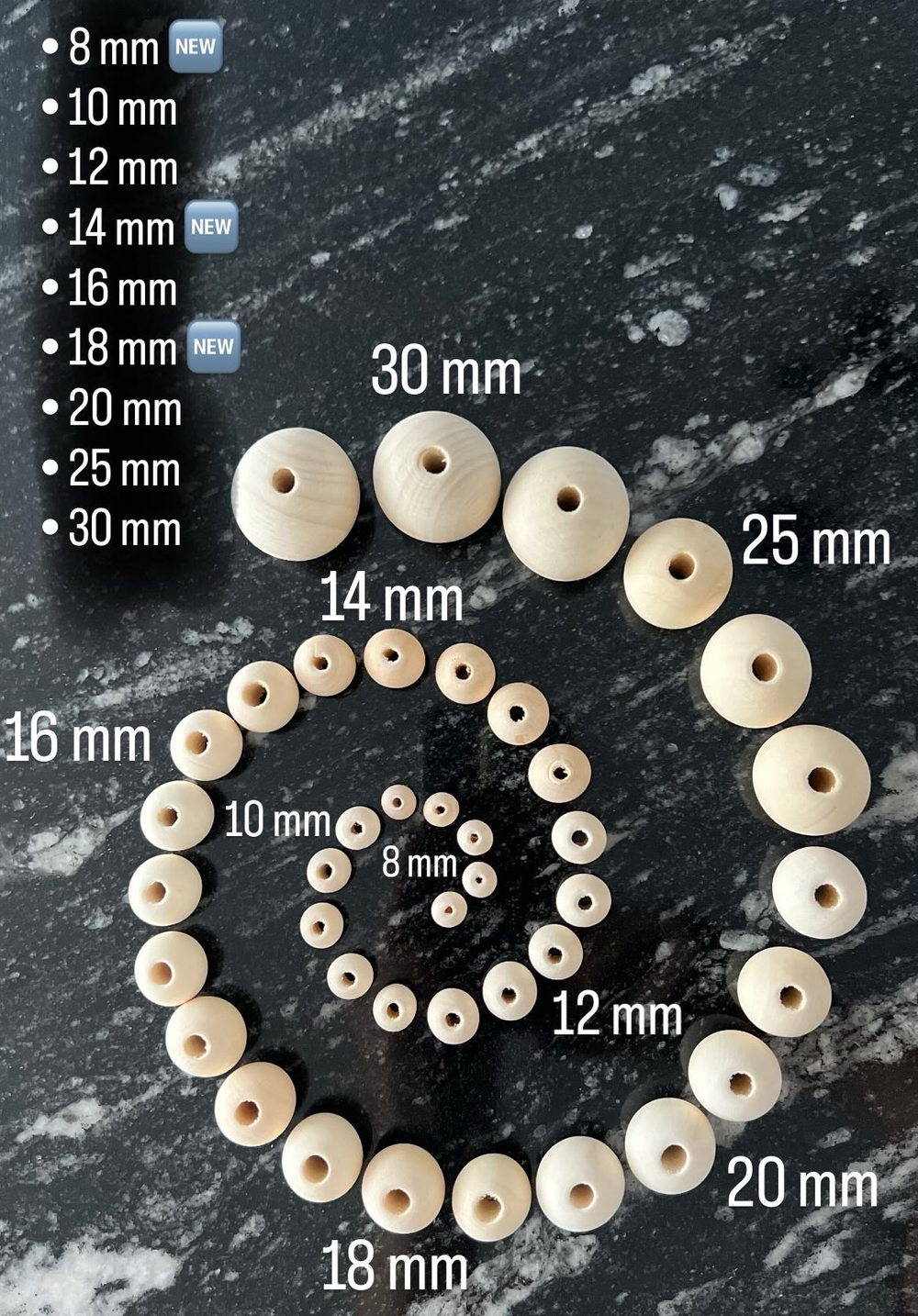 Бусины кленовые, штучно