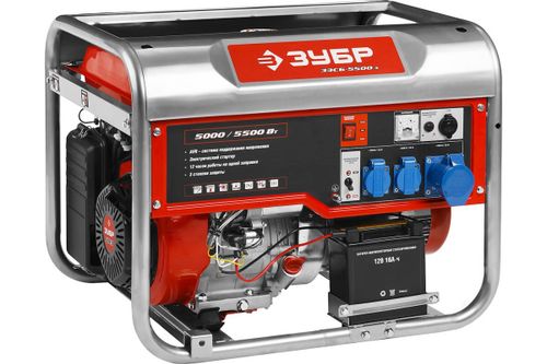 Генератор бензиновый Зубр ЗЭСБ-5500-Э - [5 кВт / 220V]