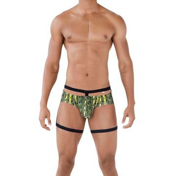 Мужские трусы брифы зеленые со змеиным принтом с поясом Pikante NEON BRIEF 051010
