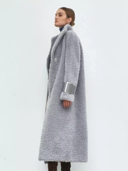 Шуба женская чебурашка тедди, серая, SilverFox