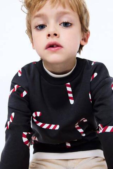 H&M Толстовка с принтом, темно-серый