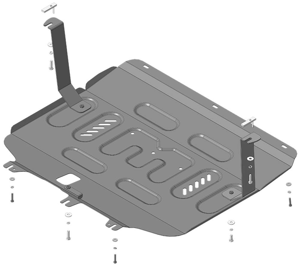 Защита картера двигателя, КПП. 2 мм, Сталь. для FAW Bestune T90 2023-н.в., Motodor.73909