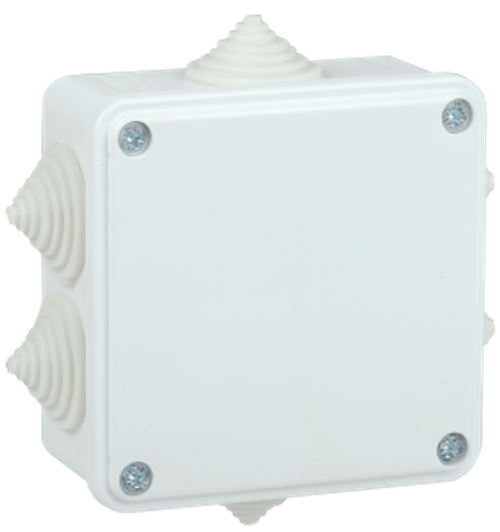 Коробка распаячная КМ для открытой проводки безгалогенная (HF) 100х100х45мм IP44 6 вводов белая IEK