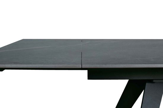 Стол "РЕЙН" 160-240, керамика Bonix Grey глянцевый, опоры черный муар