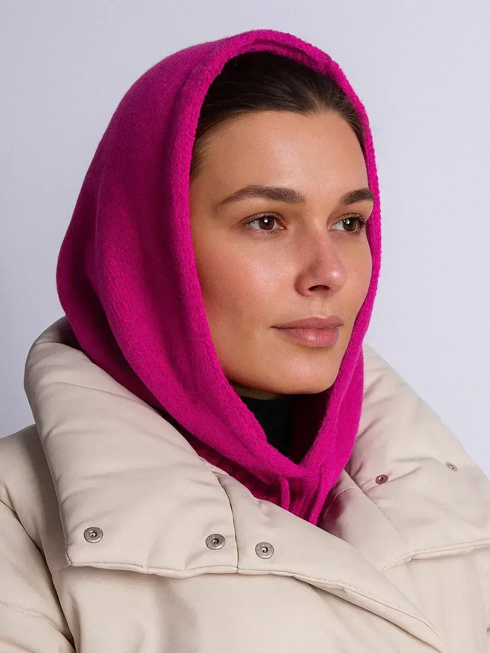 Капор женский вязаный розовый