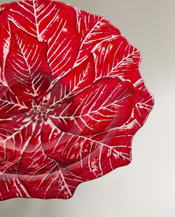 ZARA HOME НОВОГОДНЕЕ БЛЮДО ИЗ СТЕКЛА «ЦВЕТОК», КРАСНЫЙ