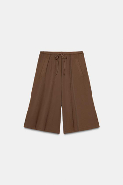 ZARA ДЛИННЫЕ СВОБОДНЫЕ ШОРТЫ-БЕРМУДЫ, КОРИЧНЕВЫЙ