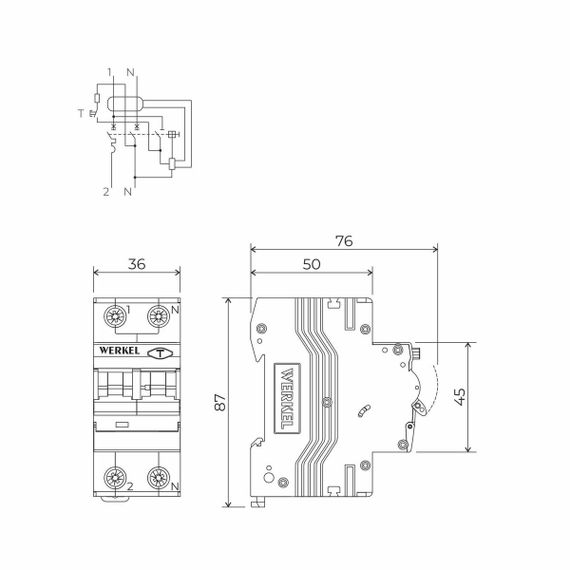 Дифференциальный автомат Werkel 1P+N 40A 30mA 6kA C A W922P164 4690389201752